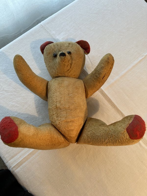 画像3: フランス・ヴィンテージ  赤い耳と足のベア　44cm 5ジョイント