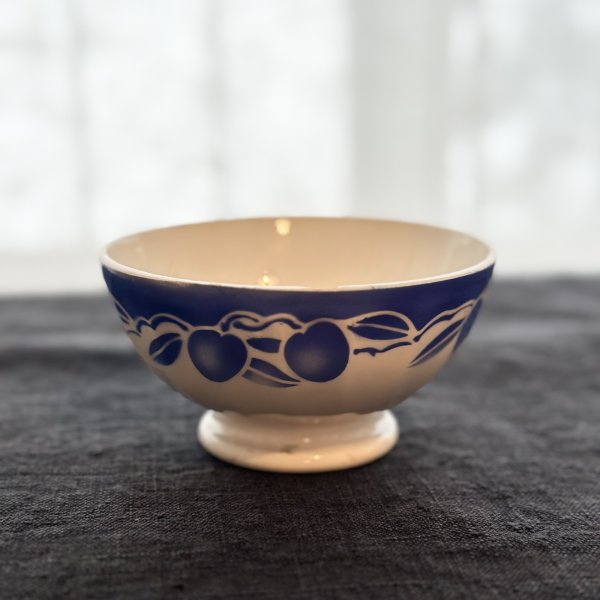 画像1: フランス・窯元不カフェオレボウル/ブルー　フルーツ