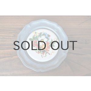 画像: ドイツ・ピューター＆陶器のミニミニ絵皿/カラフルブーケ