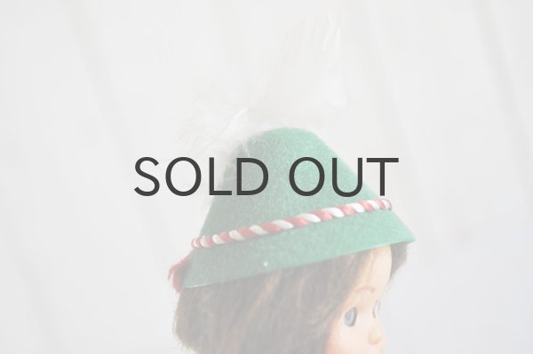 画像6: ドイツ・ヴィンテージ チロル人形/クローズアイ/羽根帽子