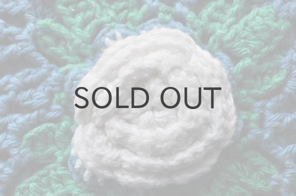 画像6: ドイツ・ヴィンテージ手編みの鍋つかみ/ブルー×白バラ