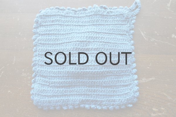 画像3: ドイツ・ヴィンテージ手編みの鍋つかみ/ブルー×白バラ