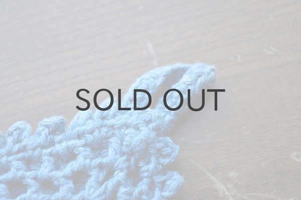 画像5: ドイツ・ヴィンテージ手編みの鍋つかみ/ブルー×白バラ