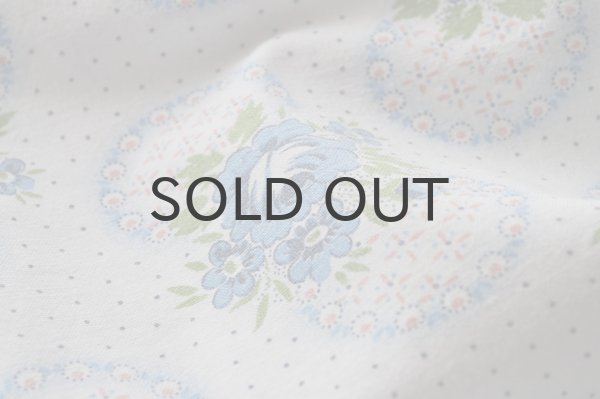 画像6: ドイツ・ヴィンテージ シーツ/水玉、ブルー×ピンク花