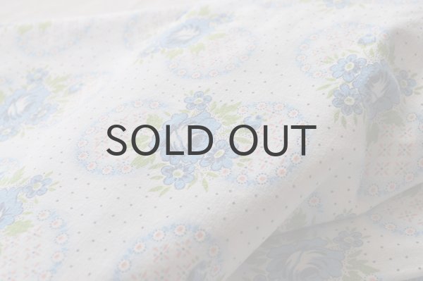 画像5: ドイツ・ヴィンテージ シーツ/水玉、ブルー×ピンク花