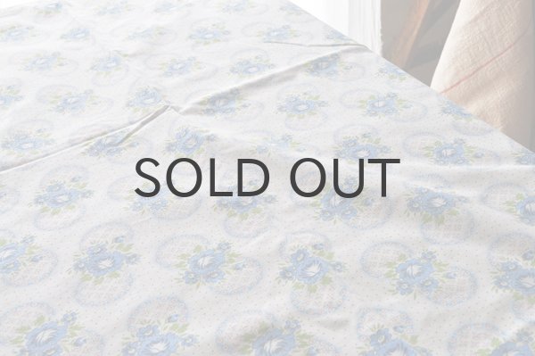 画像3: ドイツ・ヴィンテージ シーツ/水玉、ブルー×ピンク花