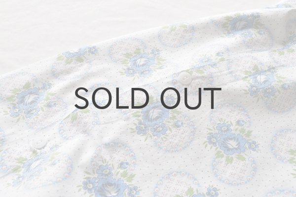 画像4: ドイツ・ヴィンテージ シーツ/水玉、ブルー×ピンク花