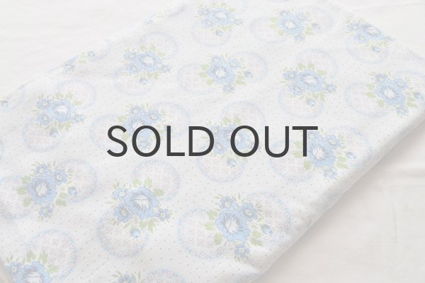 画像2: ドイツ・ヴィンテージ シーツ/水玉、ブルー×ピンク花