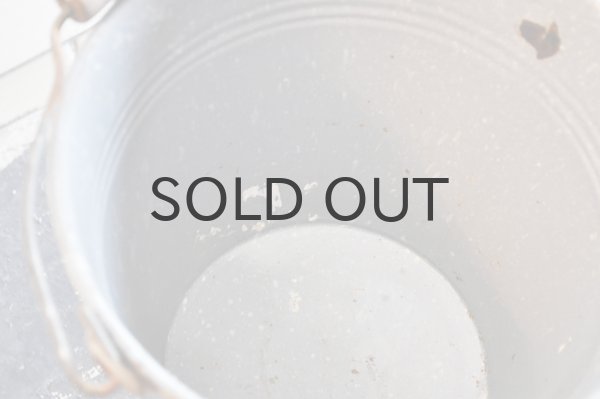 画像5: ドイツ・アンティーク ホーローバケツ/木の持ち手/グレーマーブル