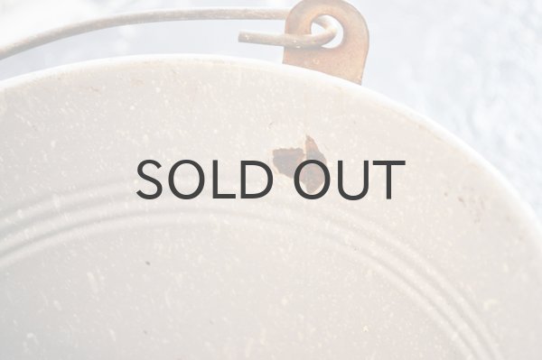 画像4: ドイツ・アンティーク ホーローバケツ/木の持ち手/グレーマーブル