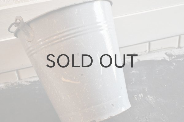 画像7: ドイツ・アンティーク ホーローバケツ/木の持ち手/グレーマーブル