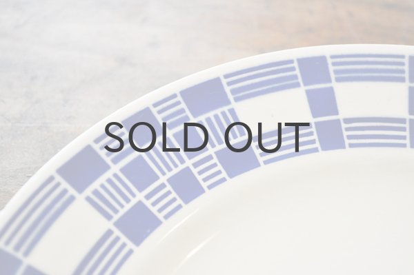 画像3: フランス・バドンヴィレー ステンシル青スクエア模様/平皿22.5cm