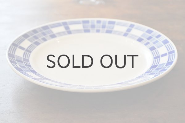 画像2: フランス・バドンヴィレー ステンシル青スクエア模様/平皿22.5cm
