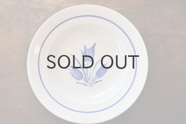 画像1: オランダ・ヴィンテージ HAARLEM スーププレート/ステンシルブルーチューリップ