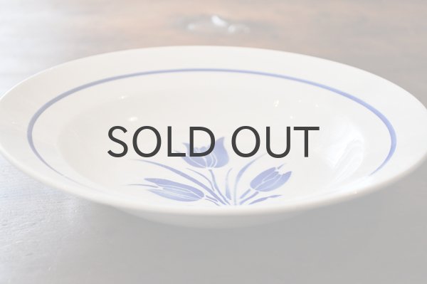 画像2: オランダ・ヴィンテージ HAARLEM スーププレート/ステンシルブルーチューリップ