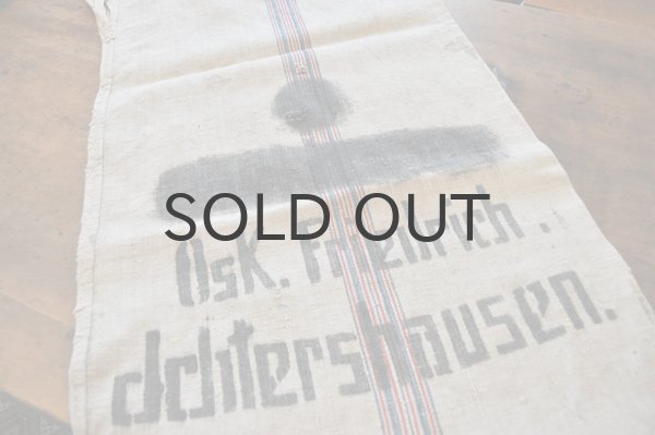 画像2: ドイツ・アンティーク グレインサック（麻袋）/ネイビー×レッドライン