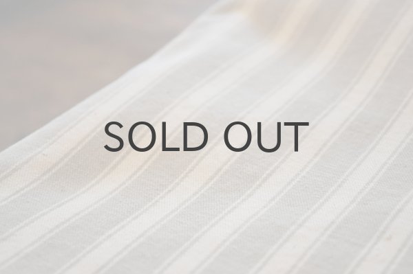 画像2: フランス・アンティーク コットンティッキング/グレージュ×アイボリー細ストライプ