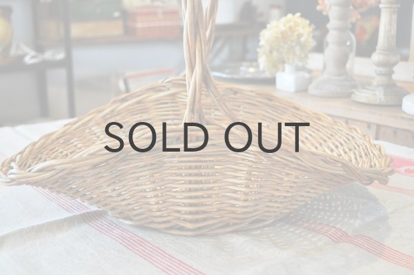 画像2: オランダ・アンティークバスケット/持ち手つき　平たいパニエ