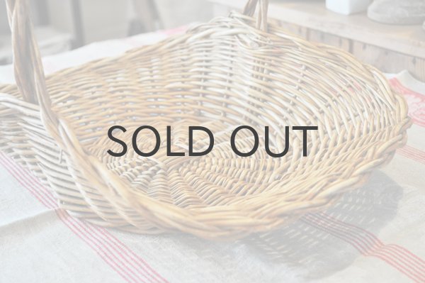 画像3: オランダ・アンティークバスケット/持ち手つき　平たいパニエ