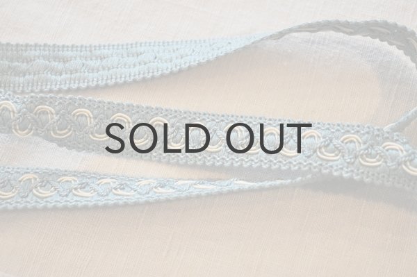 画像2: ベルギー・ヴィンテージ 刺繍トリムリボン/水色