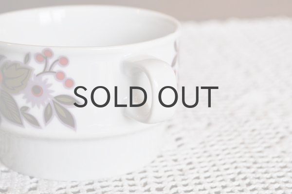 画像2: 【訳あり】ドイツ・BAVARIA両手付スープマグ/オレンジ花