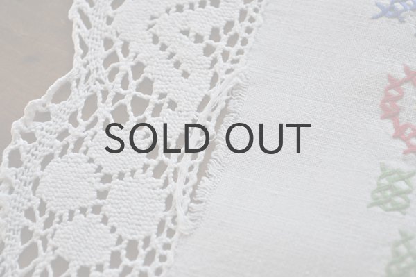 画像6: ドイツ・ヴィンテージ 刺繍ミニテーブルクロス／縁レース