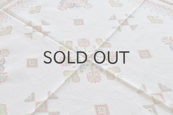 画像3: ドイツ・ヴィンテージ テーブルクロス/クロスステッチ風プリント/フォークロア