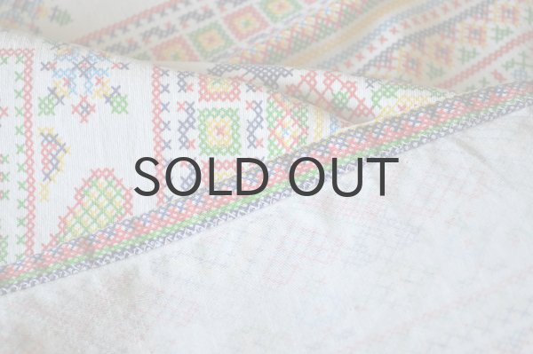 画像7: ドイツ・ヴィンテージ テーブルクロス/クロスステッチ風プリント/フォークロア