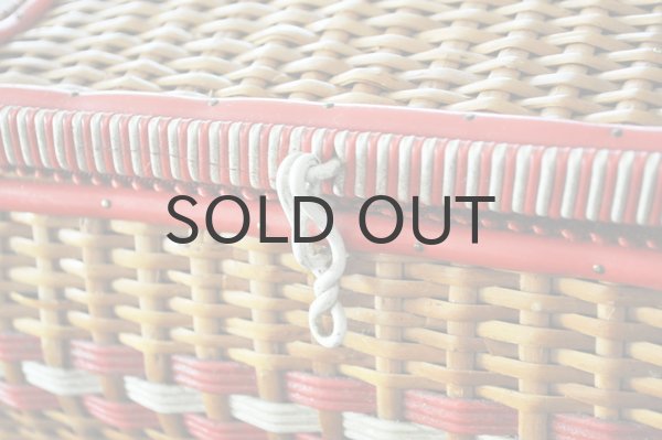 画像4: ドイツ・ヴィンテージ 編みかごソーイングボックススクエア型/赤ライン