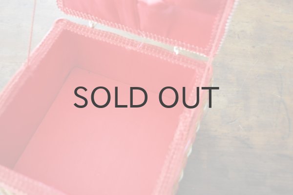 画像5: ドイツ・ヴィンテージ 編みかごソーイングボックススクエア型/赤ライン