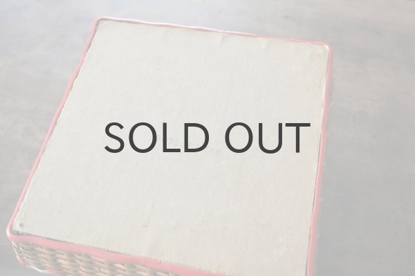 画像7: ドイツ・ヴィンテージ 編みかごソーイングボックススクエア型/赤ライン