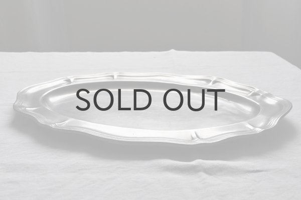 画像2: 【送料無料】フランス・アンティーク ピューター（エタン）花リムプレート/特大オーバル