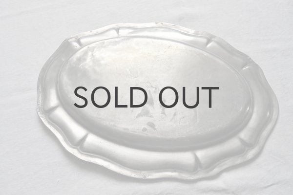 画像7: 【送料無料】フランス・アンティーク ピューター（エタン）花リムプレート/特大オーバル