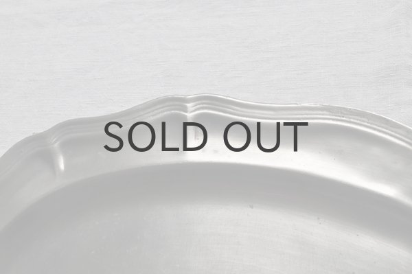 画像3: 【送料無料】フランス・アンティーク ピューター（エタン）花リムプレート/特大オーバル