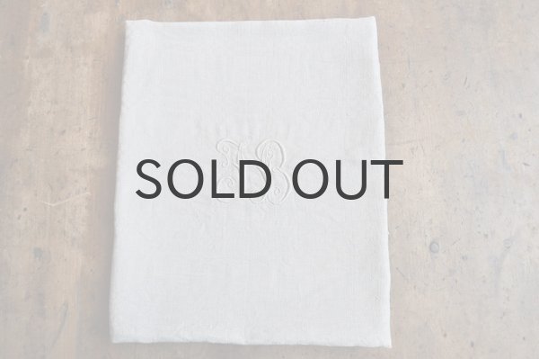 画像1: フランス・アンティーク ダマスク織 後染めカラーリネンテーブルナプキン/ベージュ/JB