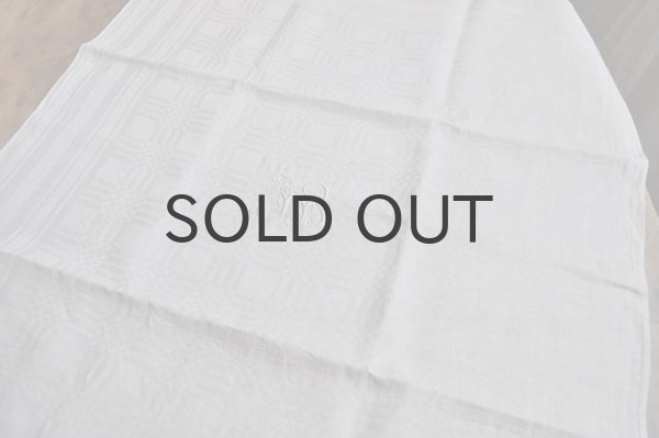 画像2: フランス・アンティーク ダマスク織 後染めカラーリネンテーブルナプキン/ベージュ/JB