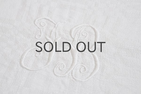 画像3: フランス・アンティーク ダマスク織 後染めカラーリネンテーブルナプキン/ベージュ/JB