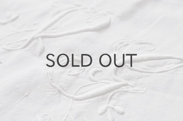 画像4: フランス・アンティーク リネンシーツ/モノグラム刺繍/Vg花文字　（シミあり）