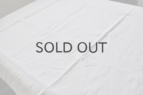 画像2: 【送料無料】フランス・アンティーク リネンシーツ/モノグラム刺繍/HC花文字