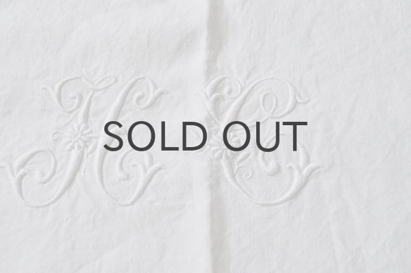 画像3: 【送料無料】フランス・アンティーク リネンシーツ/モノグラム刺繍/HC花文字