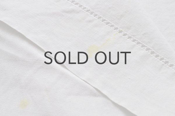 画像5: フランス・アンティーク リネンシーツ/モノグラム刺繍/Vg花文字　（シミあり）