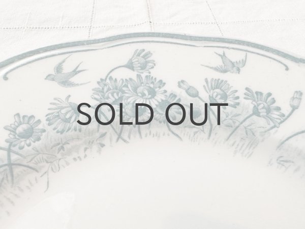 画像3: フランス・アンティーク サルグミンヌ ツバメとヒナギク／24.5cm