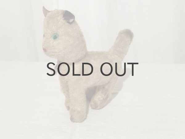 画像3: ドイツ・ヴィンテージ 猫のぬいぐるみ/グリーンアイ/16.5cm