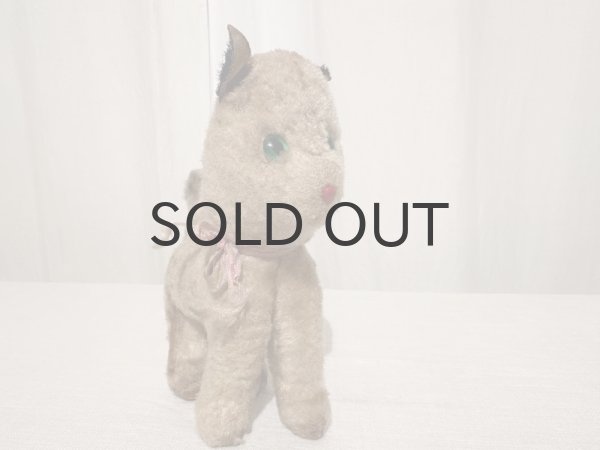 画像5: ドイツ・ヴィンテージ 猫のぬいぐるみ/グリーンアイ/16.5cm