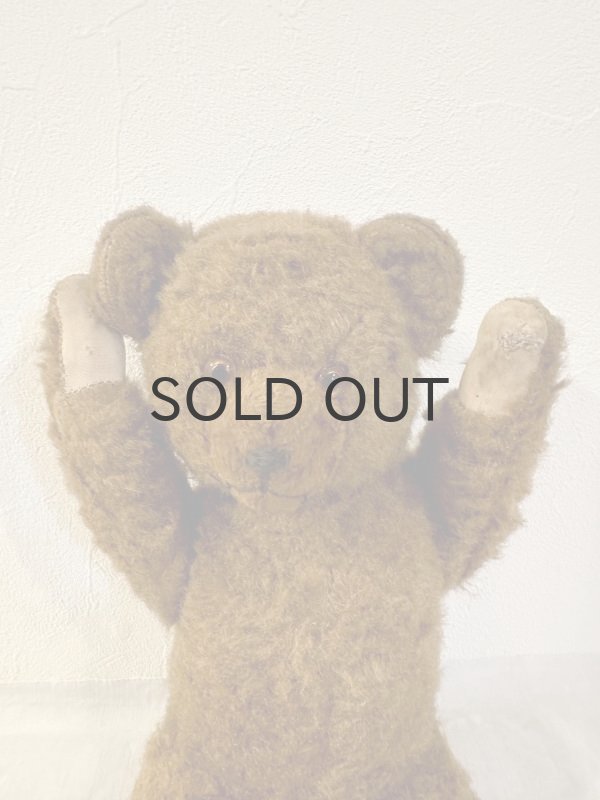 画像2: ドイツ・ヴィンテージ テディベア　びっくり顔のこげ茶くん　38cm