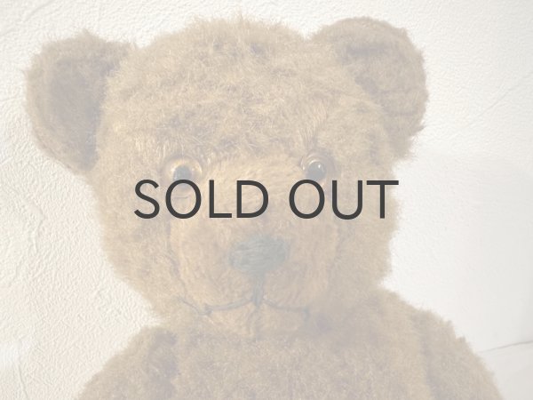 画像7: ドイツ・ヴィンテージ テディベア　びっくり顔のこげ茶くん　38cm