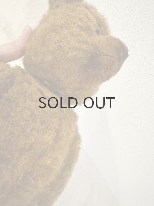 画像8: ドイツ・ヴィンテージ テディベア　びっくり顔のこげ茶くん　38cm