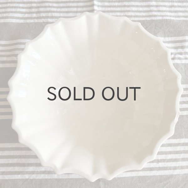 画像2: フランス・ギサギザリムのサラダボウル/エクリュ/窯元不明