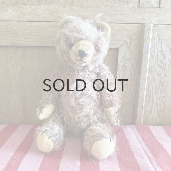 画像1: ドイツ・ヴィンテージ  ロングモヘアのテディベア/ピンク　グラスアイ　41cm 5ジョイント