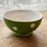画像: フランス・Longchampロンシャン　カフェオレボウル/グリーン水玉